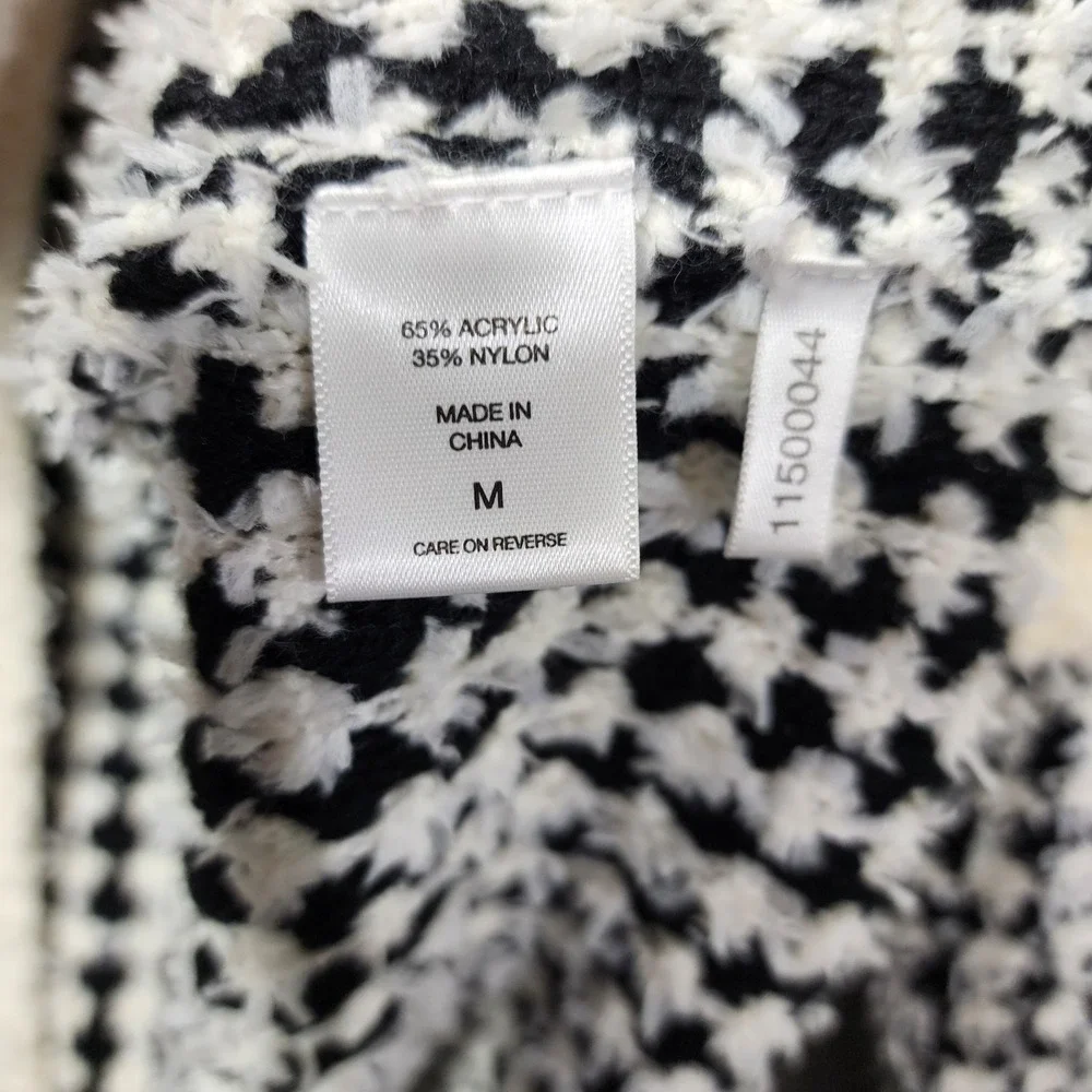 7th Avenue Design Studio New York Co Womens Cardigan Sweater Black‎ White Medium